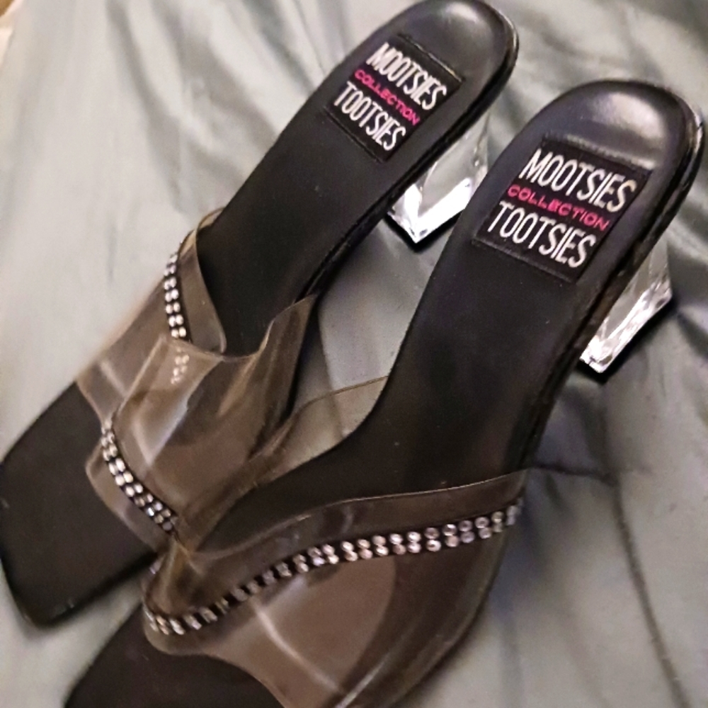Clear high heels with sequence